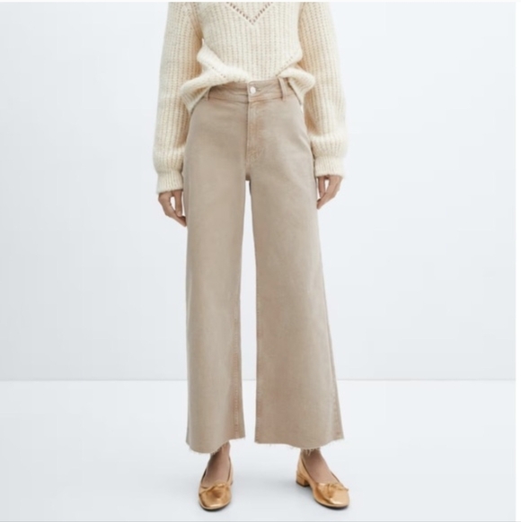 Mango Women's Cropped Tan Jeans - Picture 1 of 7